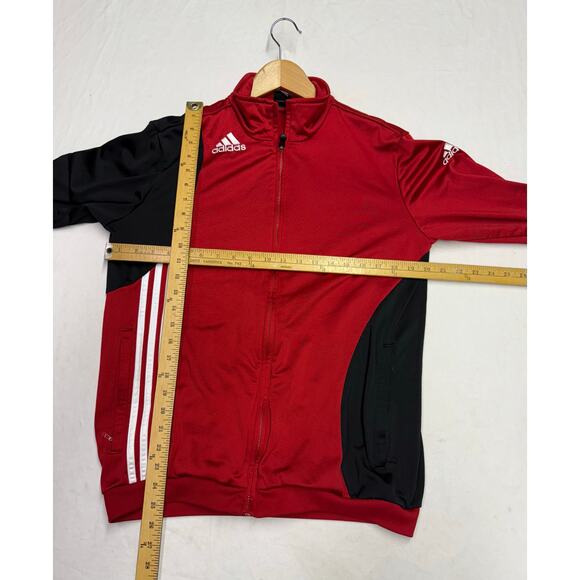Adidas track Jacket Mens XL Black Red Track 3-Stripes full Zip runs small M-L - Picture 7 of 8
